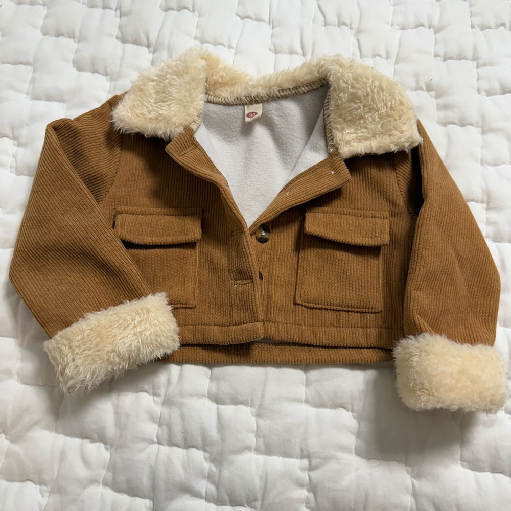 Cozy Brown Kids Jacket with Faux Fur Trim